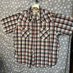 Western style 3x Bot and Bridle button down pearl button shirt